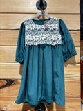 Teal Velvet Lace Dress 4T