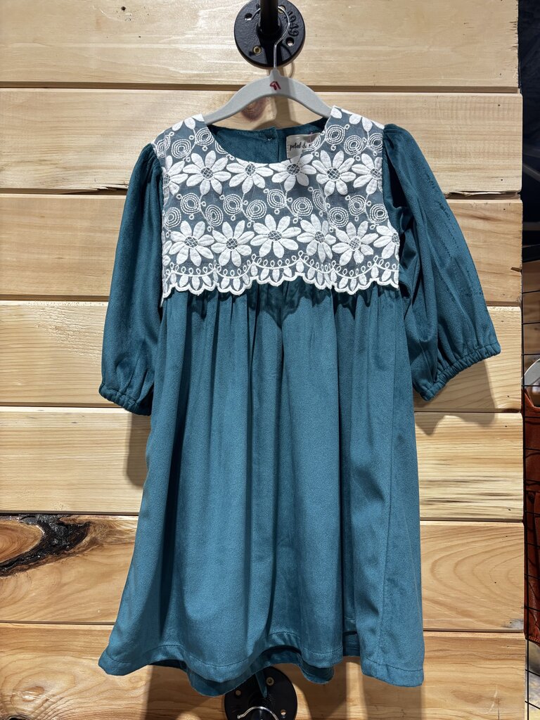 Teal Velvet Lace Dress 4T