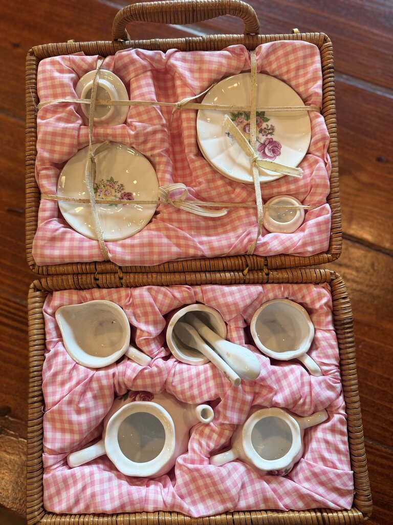 Vintage Delton Porcelain Tea Set for 2
