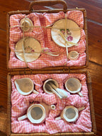 Vintage Delton Porcelain Tea Set for 2