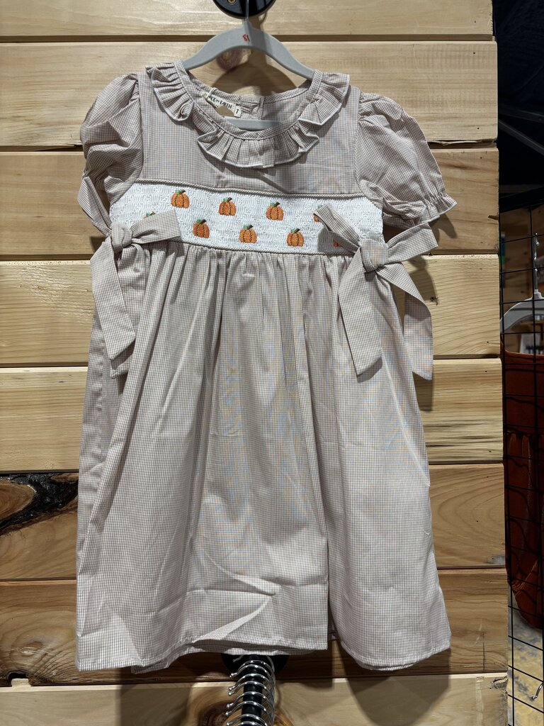 Beige Smocked Pumpkin Dress 2