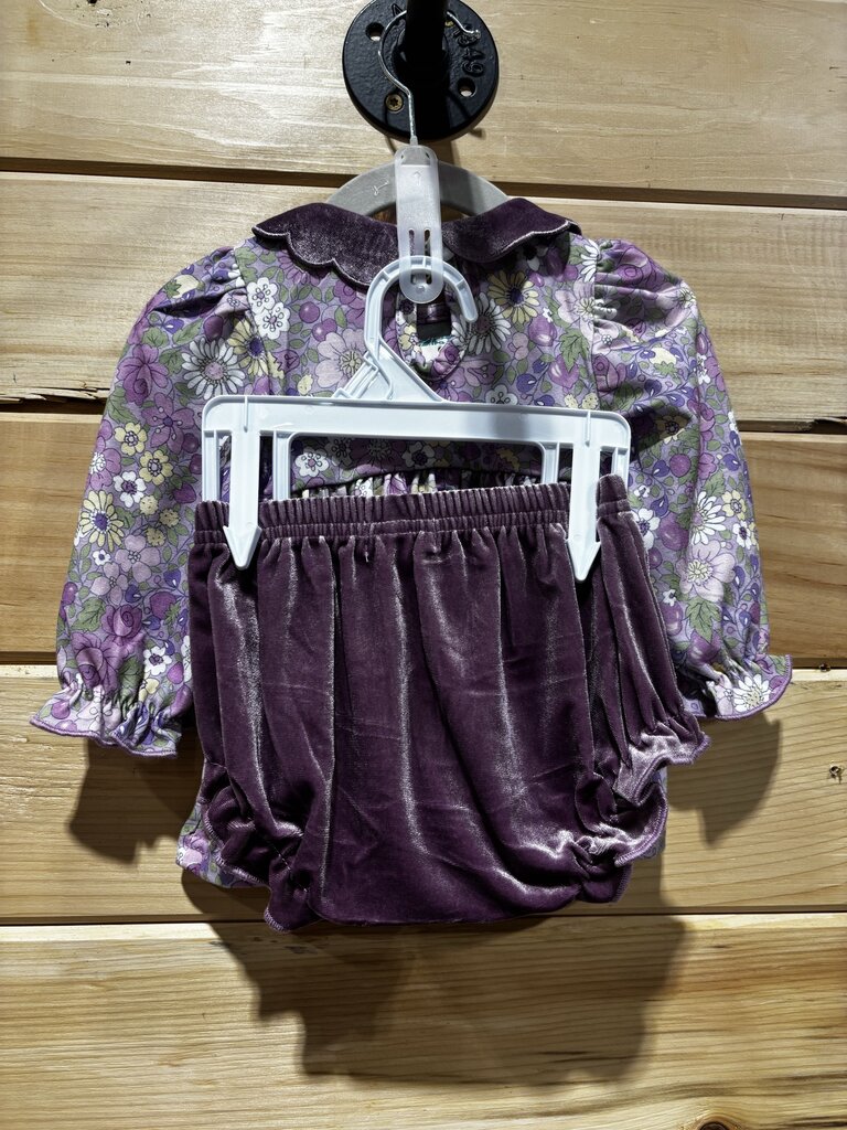 Purple Floral Velvet Set 18m