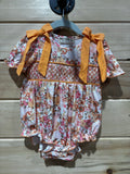 Smocked Peach Floral Bubble 6m