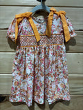 Smocked Peach Floral Dress 7