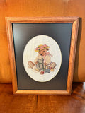 Wood Framed Needlepoint Nursery Teddy Picture