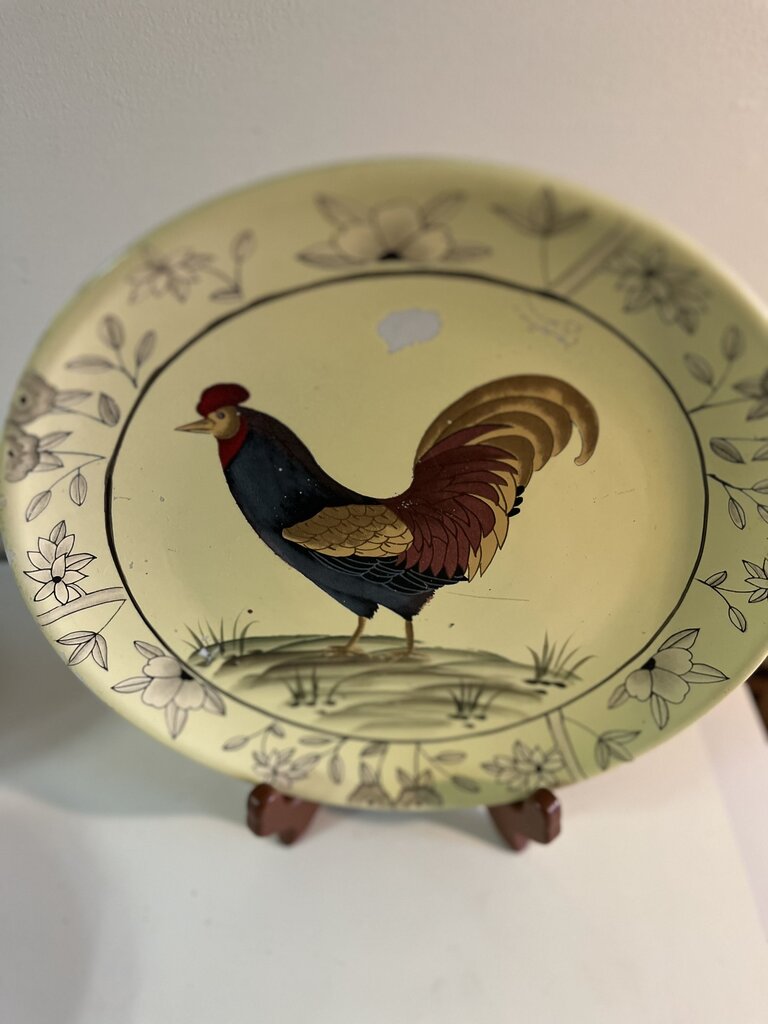 Rooster Folk Art Handpainted Plate