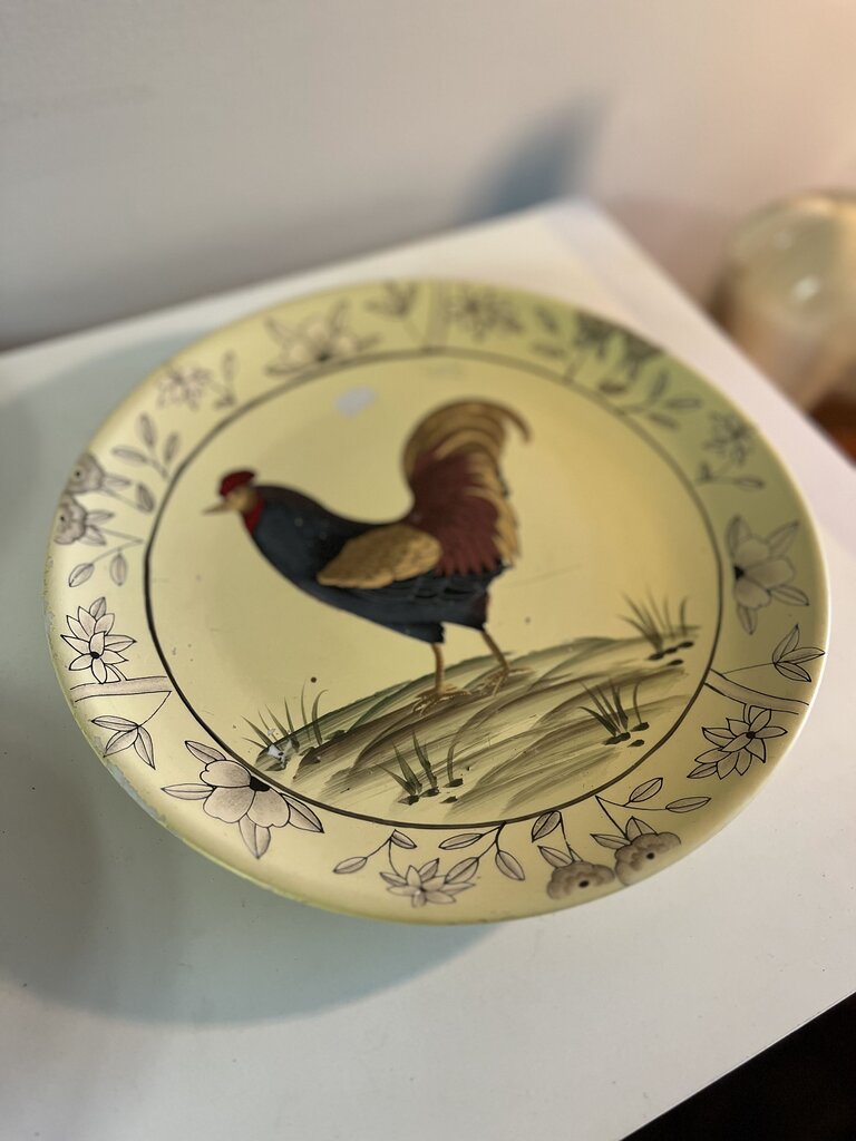 Rooster Folk Art Handpainted Plate