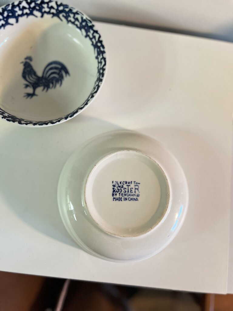 Rooster Folkcraft Farmhouse Bowl Set