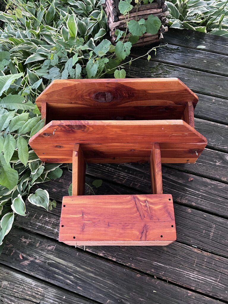 Handmade Cedarwood Hanging Shelf with Hooks