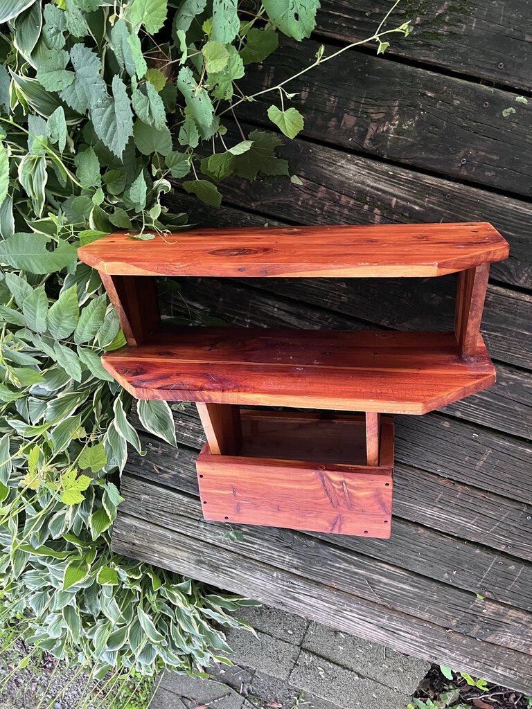 Handmade Cedarwood Hanging Shelf with Hooks