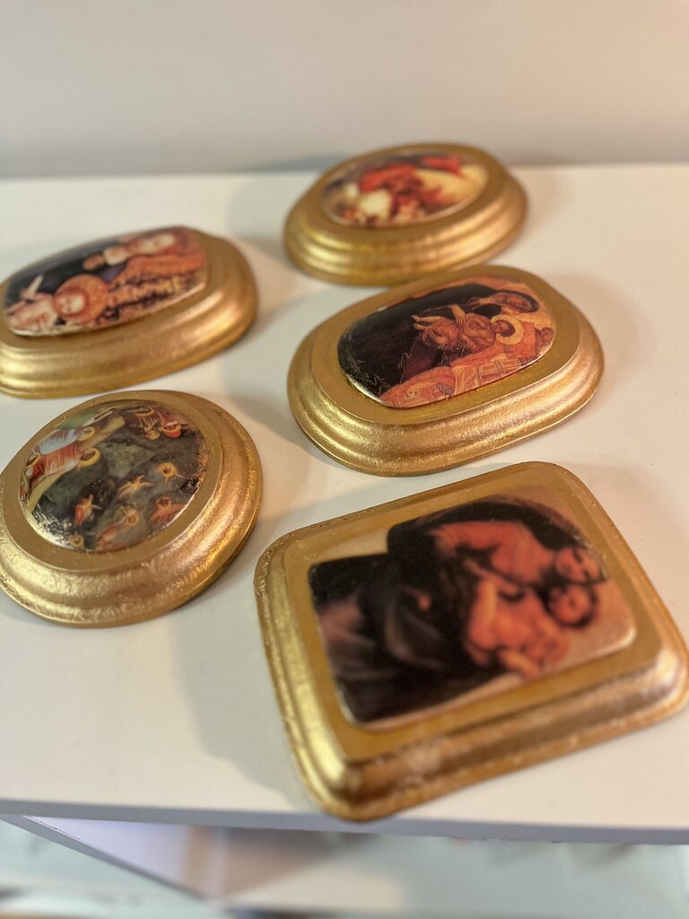 Religious Set of 5 Gold Ornate Wall Hangings