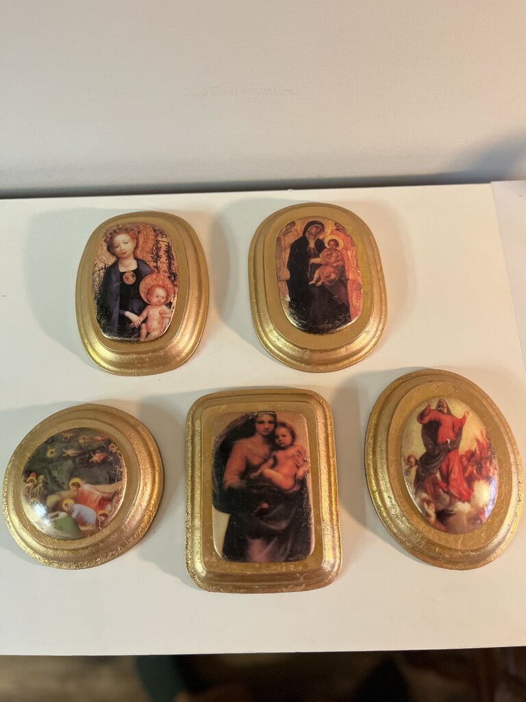 Religious Set of 5 Gold Ornate Wall Hangings