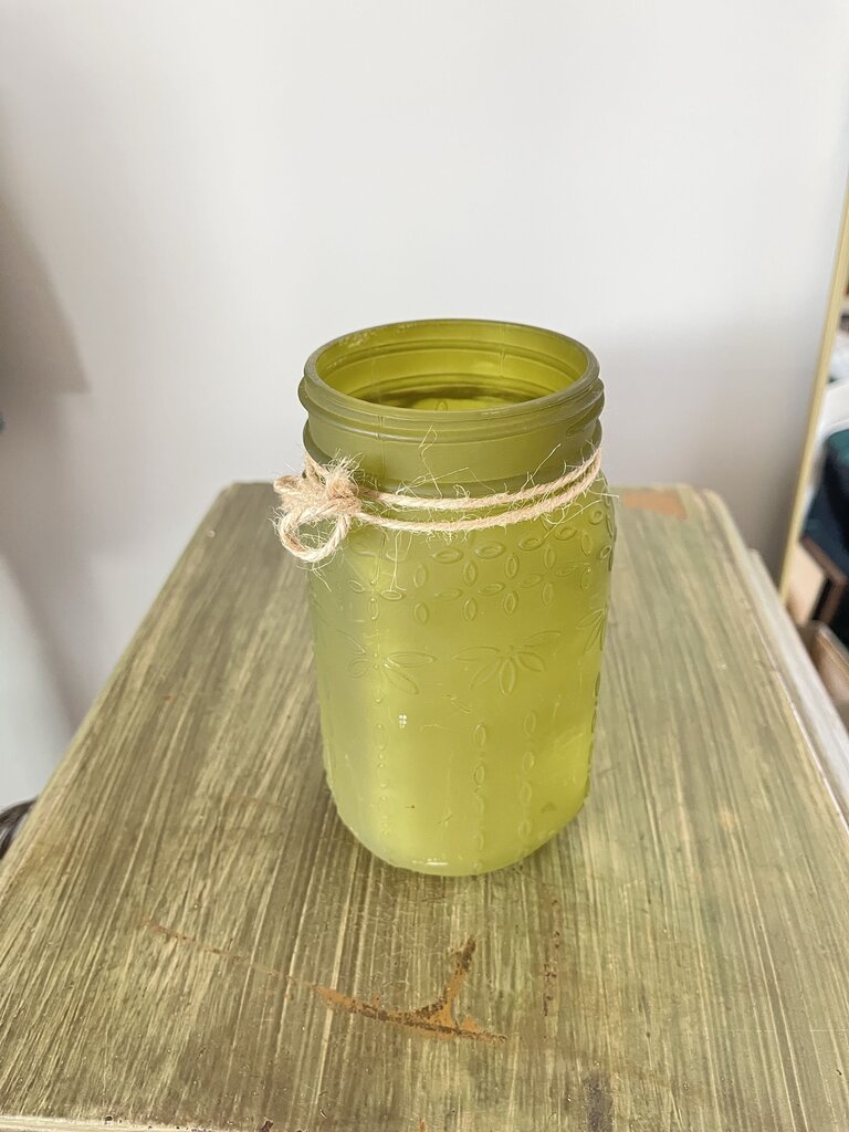 Green Embroidered Jar Decor