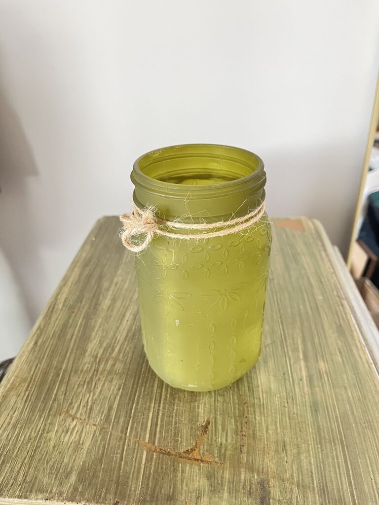 Green Embroidered Jar Decor
