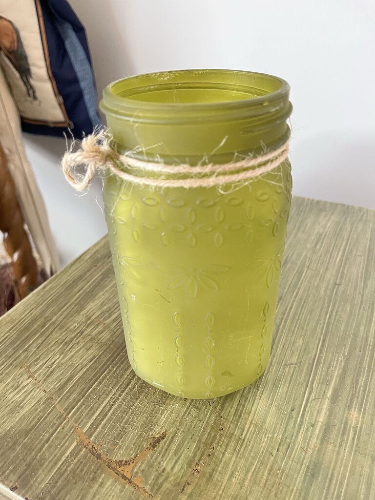 Green Embroidered Jar Decor