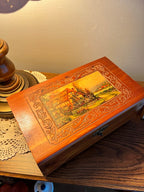 Cottage Wood Jewelry Box with Mirror