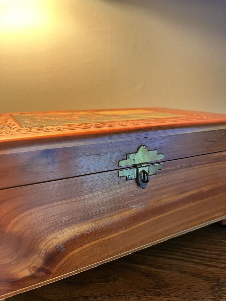 Cottage Wood Jewelry Box with Mirror