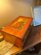 Cottage Wood Jewelry Box with Mirror