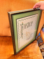 Peace Embroidered Art Wood Framed Hanging