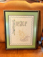 Peace Embroidered Art Wood Framed Hanging