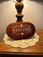 Brown Oval Welcome Sign Wooden