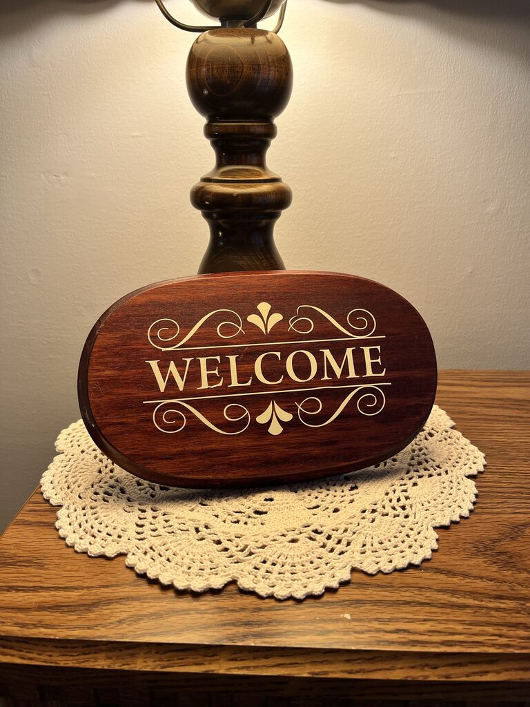 Brown Oval Welcome Sign Wooden