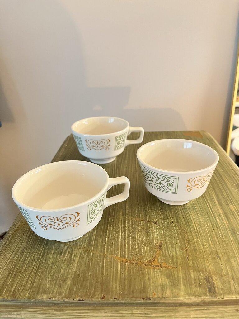 Green/Orange Homer Laughlin Set of 3 Mugs