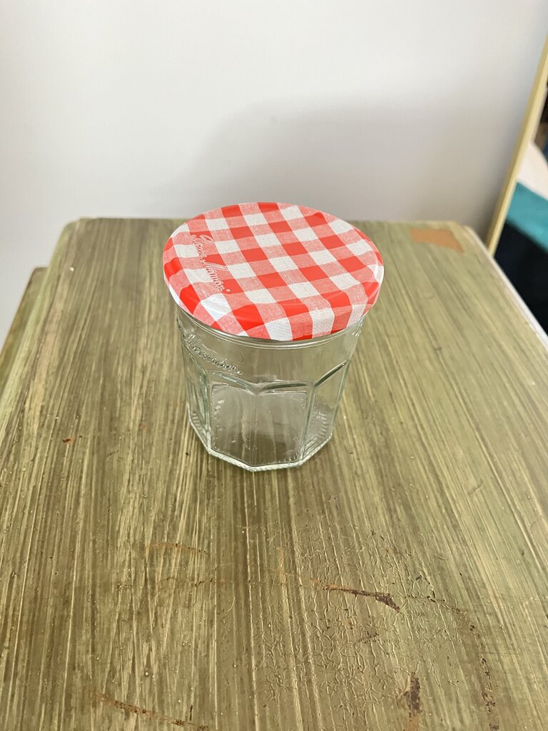 Glass Jar with Red Gingham Lid