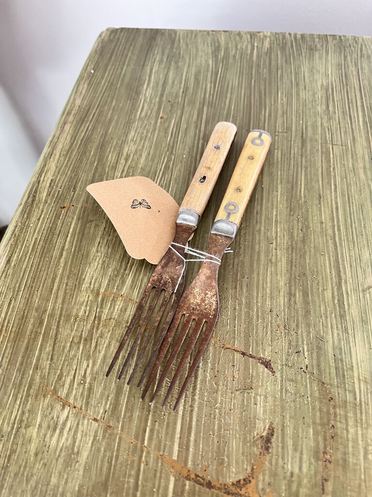 Antique 50's Bone Fork Set of 2