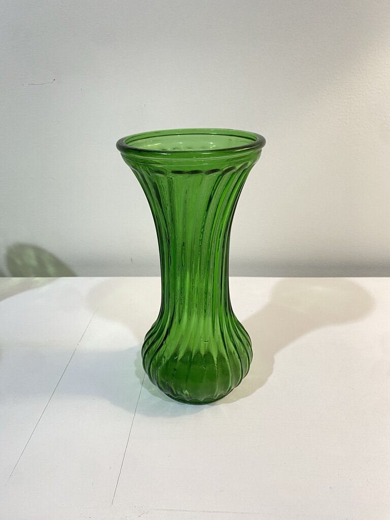 Green Hoosier Glass Florist Vase