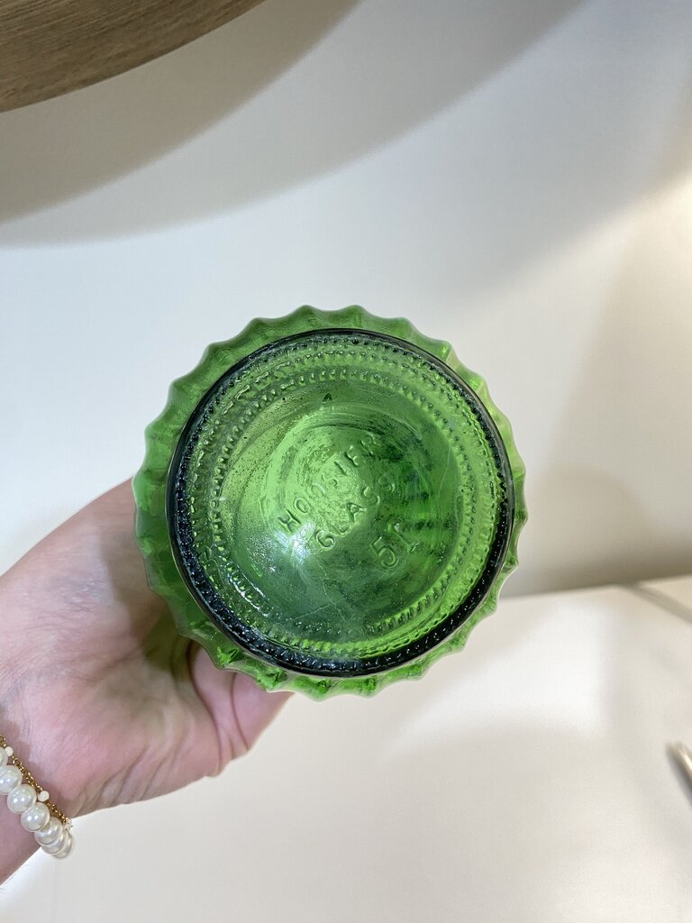 Green Hoosier Glass Florist Vase