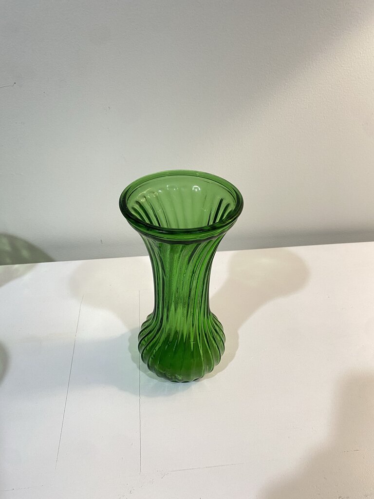 Green Hoosier Glass Florist Vase