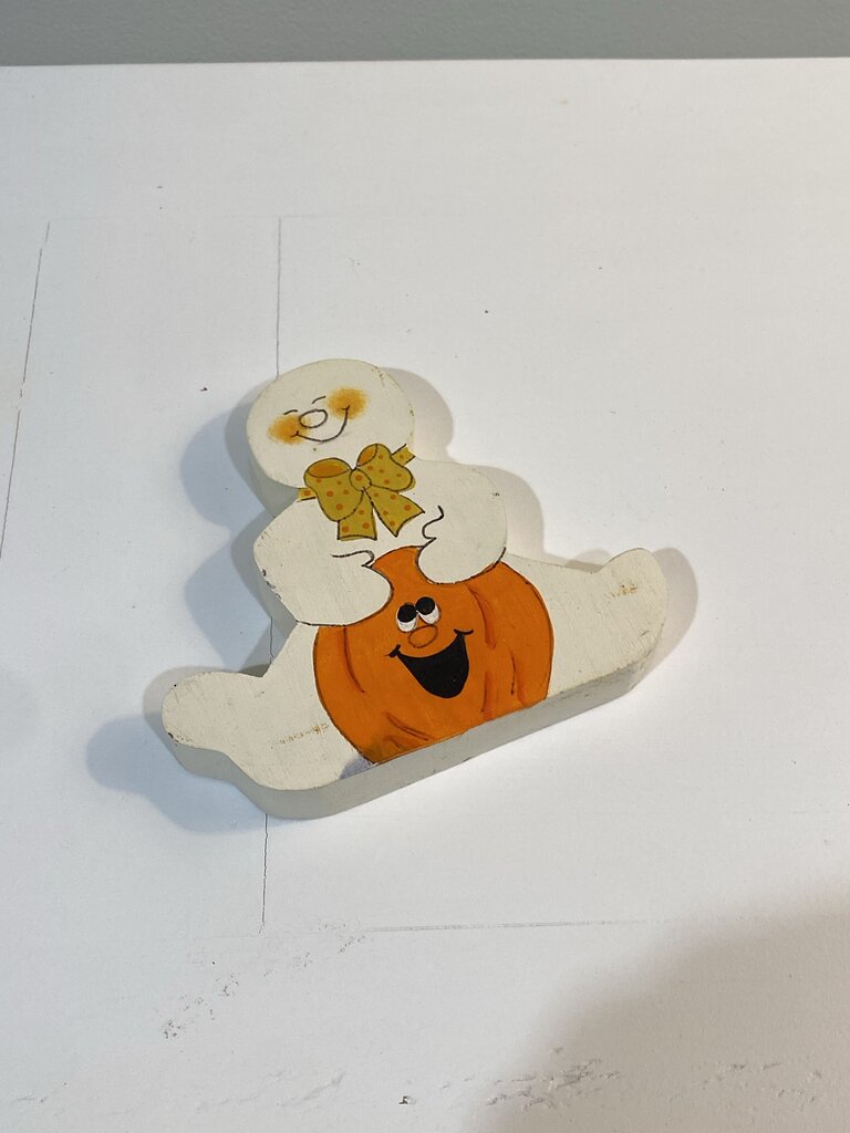 vintage 80's halloween ghost wood cutout