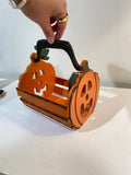 80's jack 'o lantern wood basket