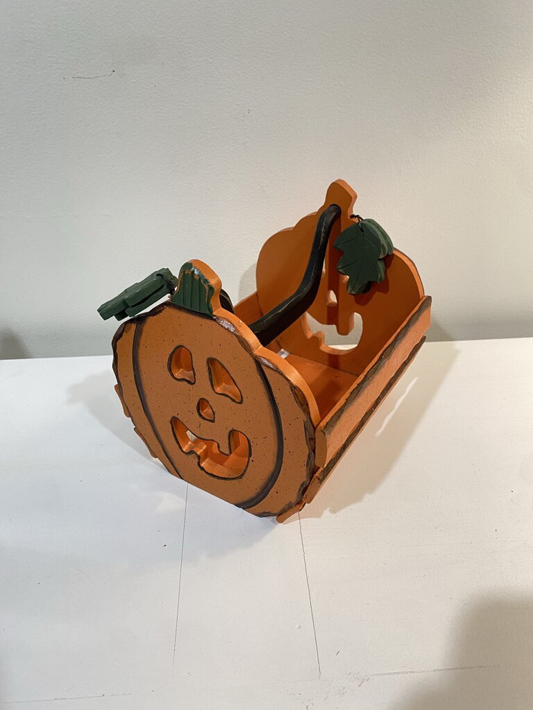 80's jack 'o lantern wood basket