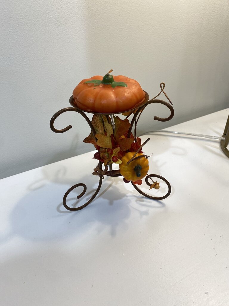 decorative pumpkin candle and fall votive