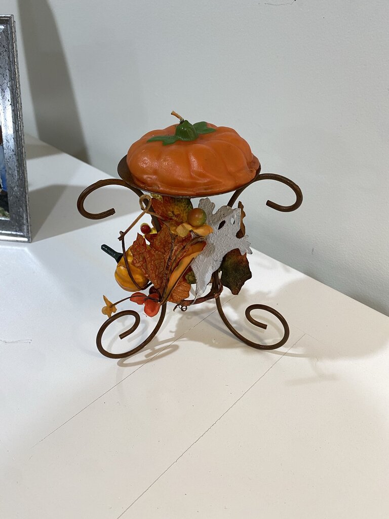 decorative pumpkin candle and fall votive