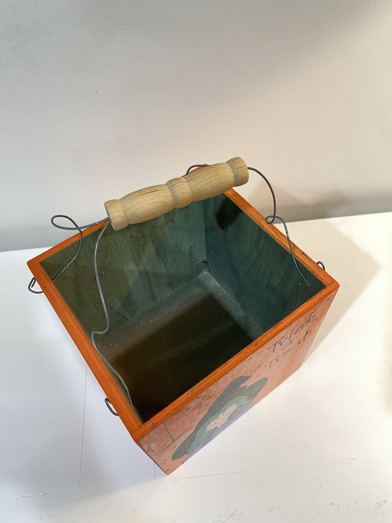 hand painted wood trick or treat box