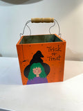 hand painted wood trick or treat box