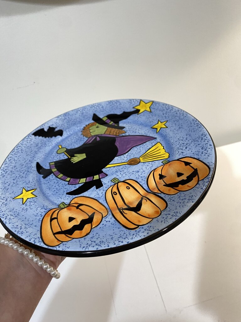 ceramic flying witch plate