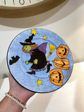 ceramic flying witch plate