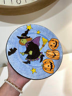 ceramic flying witch plate
