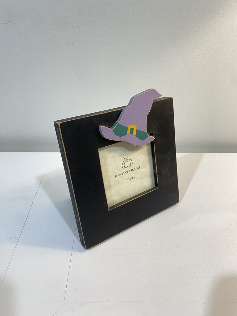 black and purple witch hat picture frame