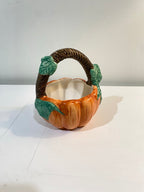 ceramic pumpkin basket candy dish