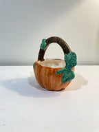 ceramic pumpkin basket candy dish