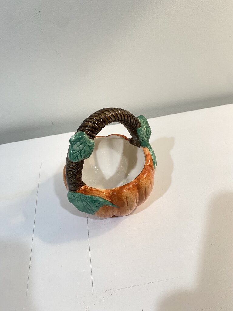 ceramic pumpkin basket candy dish