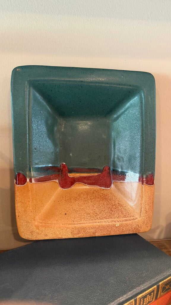 Teal & Terracotta Painted Rectangle Pottery