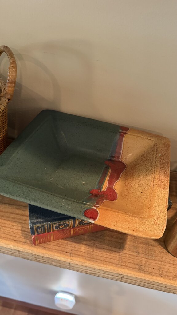 Teal & Terracotta Painted Rectangle Pottery