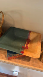 Teal & Terracotta Painted Rectangle Pottery