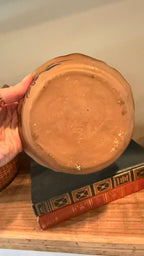 6" Shallow Pottery Bowl -Terracotta w/blue flowers